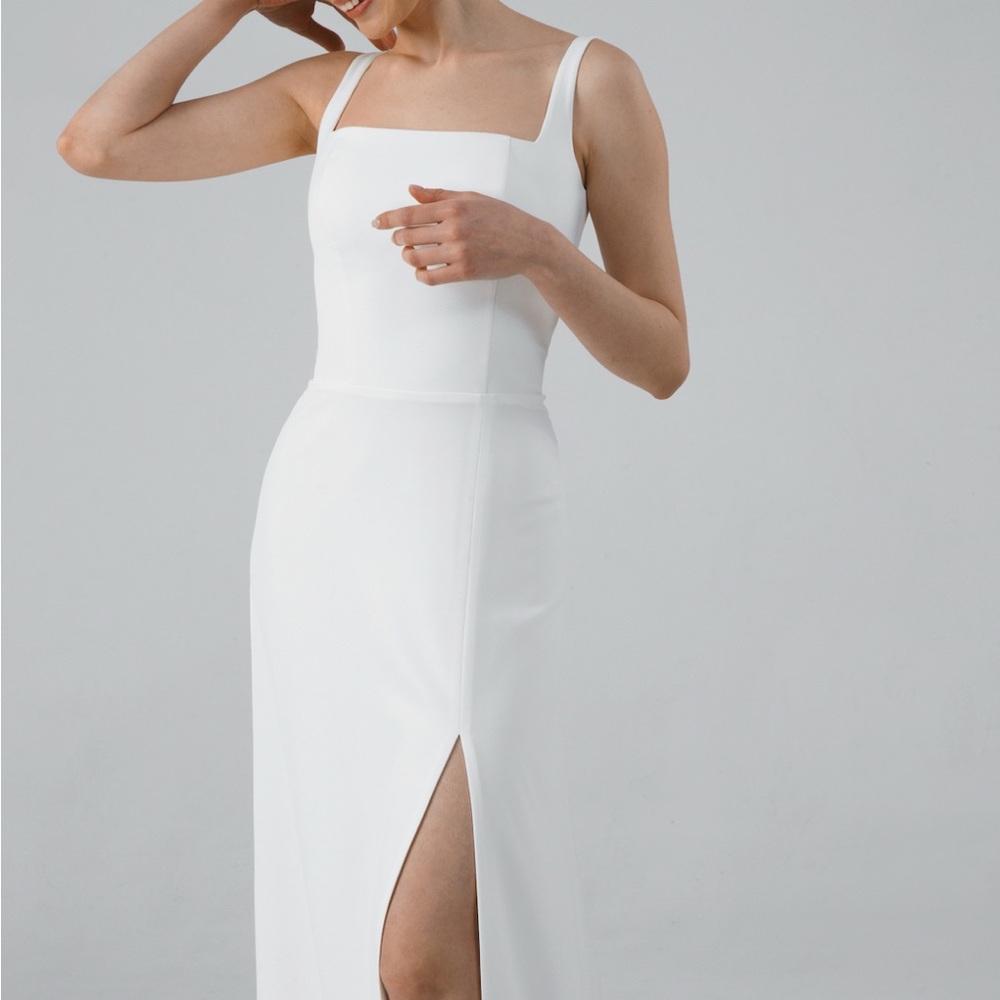 White Square Neck Wedding/Occasion Gown